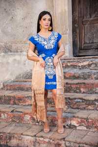 Mostly Selling Fashion Trend <b>Vintage</b> Ethnic Clothes Floral Embroidery Mexican <b>Mini</b> Tunic Dress Women Short Sleeve Loose Summer - Product Image 4