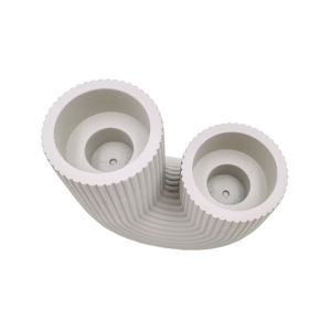 <b>White</b> Ribbed U-Shape Cement <b>Candlestick</b> Holder Modern Nordic Minimalist Decor for Home or Office Easter - Product Image 4