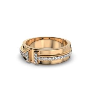 Bague de fiançailles en diamant de laboratoire de coupe ronde 14 kt pour hommes CVD diamant bande anniversaire cadeau or pour elle - Product Image 2