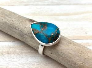 Anillo de piedras preciosas turquesas, joyería para mujer, joyería de estilo bohemio de Plata de Ley 925, anillo hecho a mano de tendencia, regalo para ella - Product Image 5