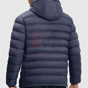 Lightweight Mens Detachable Hood Puffer Jacket Water Resistant Insulated <b>Coat</b> with Elastic Cuffs Adjustable Hem - Product Image 3