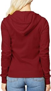 Sweat à capuche zippé personnalisé pour femme en polaire écologique, coupe ample unie, manches longues, poche kangourou, épaules tombantes, broderie - Product Image 2