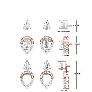 ต่างหูเพชรเม็ดเดี่ยวแบบ2-in-1 10K 14K 18K ตัวเลือกเครื่องประดับทอง - Product Image 2