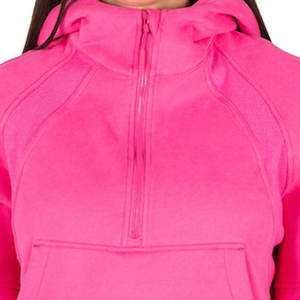 Stay Cozy Stylish <b>Women's</b> Eco-Friendly Winter Long Sleeve Turtleneck <b>Zipper</b>-Up Short Pink <b>Hoodie</b> for Casual Outing - Product Image 2