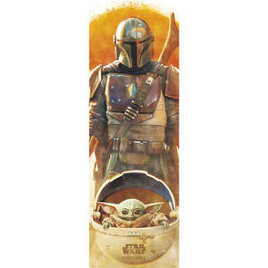 Affiche de porte The Mandalorian imprimée numériquement, style défilement, avec Grogu, pour la décoration intérieure, en polyester - Product Image 1