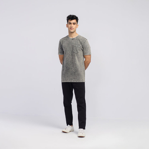 Camiseta Vintage lavada con ácido para hombre, logotipo personalizado, bordado, peso pesado, 100% algodón, función ligera de gran tamaño, estampado de bambú corto, cualquiera - Product Image 1