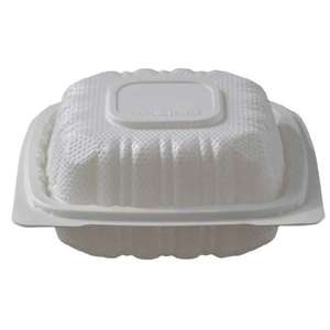 Contenitore per Pranzo in PP Bianco con Coperchio a Cerniera, 6x6 Pollici, Monoporzione, Adatto al Microonde - Product Image 1