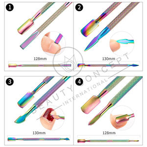 Empujadores de cutículas de acero inoxidable hechos a mano con impresión de logotipo personalizado OEM, concepto de belleza ecológico, herramienta para el cuidado de las uñas - Product Image 5