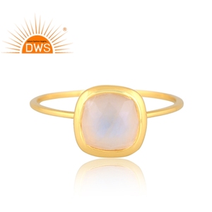 Best Designer Sterling Silver 18K Gold Plated Natural Rainbow <b>Moon</b> Stone Gemstone Stackable <b>Ring</b> Demi Fine Jewelry Manufacturer - Product Image 3