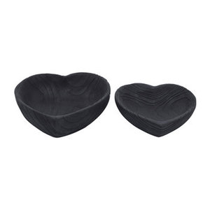Ensemble de 2 bols en bois en forme de cœur, décoration d'intérieur, bol en bois noir très vendu, vente en gros - Product Image 6