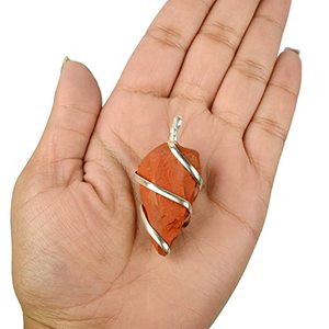 Collar de ágata con colgante envuelto en plata de jaspe rojo de piedras preciosas a la venta, Compre joyas de cristal de Amayra Crystals Exports India - Product Image 5