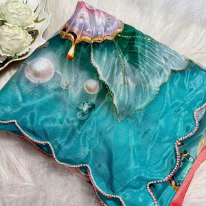 Último Sari estampado de seda Malai puro inspirado exclusivo con blusa exclusiva Ropa Étnica de fiesta clásica nupcial india para mujer - Product Image 1