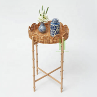 Beau plateau de pétoncle en rotin Table de chevet en rotin moderne Table de pétoncle en rotin 2025 personnaliser la taille paquet de couleur de HNH Craft