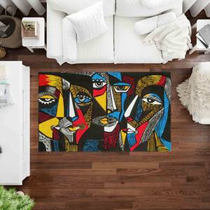 Surreal Faces <b>Chenille</b> <b>Rug</b>: Modern Art Decor, Printed <b>Rug</b>,Nonwoven Soft <b>Rug</b> - Product Image 1