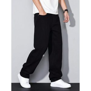 Jean en denim noir tendance pour homme, coupe droite moderne, jambe large, écologique, respirant, délavé, style vintage, tailles 26 à 40 - Product Image 6