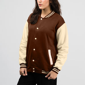 Veste de style universitaire à manches contrastées pour femmes, bordure côtelée rayée, boutons-pression, streetwear urbain, vêtements d'extérieur tendance - Product Image 5