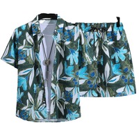Hainan Island inspiré chemise décontractée pour hommes imprimé hawaïen pantalon mi-long simple boutonnage grande taille Sanya costume de voyage
