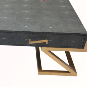 Mesa de Centro de Alta Gama con Diseño Moderno, Imitación Piel de Reina, MDF, Latón Antiguo, Marca Daphoco, para Hogar y Hotel - Product Image 4