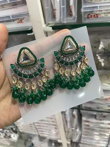 INDIAN LATEST TRADITIONAL KUNDAN HIGH <b>GOLD</b> PLATED WITH PEARL DESIGNER BEAUTIFUL FANCY KUNDAN EARRINGS <b>SET</b> for WOMEN and GIRLS - Product Image 2