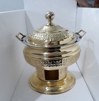 Plat de service artisanal classique et élégant en acier inoxydable martelé, motif floral, 4 pièces, chauffe-plat pour mariage, vaisselle