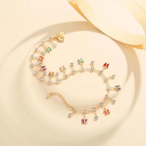 Wholesale unique design colorful butterfly-shaped diamond Metal <b>Anklets</b> - Product Image 2