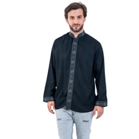 Nouvelle Tendance Tunique Marocaine Homme Faite à la Main Tissu de Haute Qualité Broderie Noire Manches Longues Toutes Occasions Fête Rendez-vous