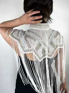 <b>Beaded</b> and Sequined Burlesque Cape <b>Beaded</b> <b>Fringe</b> Hanging Down Fastens at the Neck Beautiful Festive Clothes Festival Capes - Product Image 3