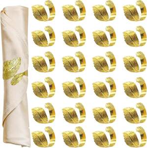 Porte-serviettes en forme de feuille d'inspiration naturelle, vintage/orné, accessoires de table en or de luxe, décoration de table de luxe - Product Image 5