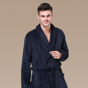 Haute qualité 100% polaire tissu col châle peignoir épais léger vêtements de nuit chaud doux moelleux vêtements de nuit robe pour hommes - Product Image 4