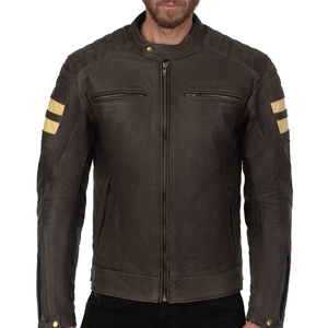 CE-Certified Vintage Retro Brown Genuine Buffalo Leather Racing Motorbike Jacket Windproof Winter <b>Protector</b> for Men's Motorcycle - Product Image 2