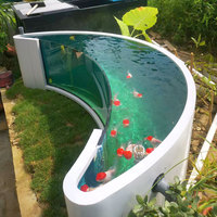 Estanque para Peces Koi de Acero Inoxidable Personalizado con Múltiples Formas, Ventana Transparente Curva Completa, Pecera para Jardín Exterior