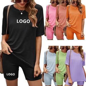 Vêtements pour femmes en gros sur mesure, taille plus, été, coton, ensemble short de cycliste 2 pièces, short pour femmes, tenue pour femmes - Product Image 2