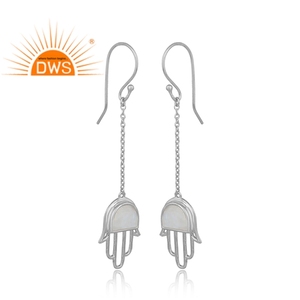 Meilleure vente boucle d'oreille en argent sterling fin naturel arc-en-ciel lune pierre précieuse fabricant de bijoux personnalisés - Product Image 3