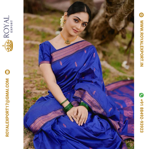 Nueva colección de Sari de seda Lichi suave con diseño de Priesting en Tarifa mayorista de Royal Export Surat - Product Image 2