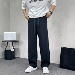 Pantalon sarouel rayé quatre saisons pour homme Pantalon crayon respirant en coton et lin Fermeture à boucle à disque Bloomers décontractés élastiques mi - Product Image 2