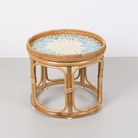 Table d'appoint en rotin naturel au prix le plus bas, design moderne, tables basses rondes avec motif en nacre