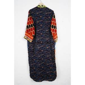 Vestido de Maternidad Vintage de Seda para Mujer, Kimono de Sari Indio Reciclado, 2 Bolsillos Delanteros, Cinturón Lateral, Estilo Bohemio, Suave y Transpirable para Verano - Product Image 5