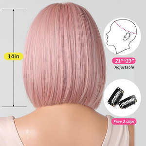 Perruque synthétique longue et droite pour femmes cheveux blonds avec racines foncées style en couches pour une utilisation quotidienne et événementielle rose - Product Image 3
