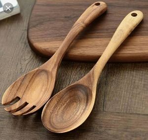 Cucharas de diseño de madera de buena oferta, Decoración de cocina, diseño de restaurante y Hotel, cubiertos naturales con diseño de acabado pintado - Product Image 4