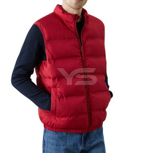 Veste d'hiver pour homme, antibactérienne, col montant, sans manches, matelassée, fermeture éclair, style décontracté chic, motif uni, logo sur le devant - Product Image 6