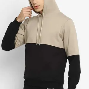 Yeni varış temel iki renk hoodie streetwear tasarım can özel genç erkek iki renk hoodies log kollu 2 el cepler ile