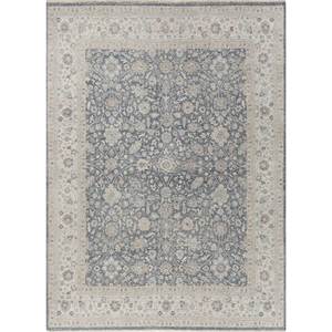 พรมขนสัตว์ถักมือ Erbe ขนาดใหญ่ 9x12 ฟุต ลายดอกไม้สีน้ำเงิน รูปทรงสี่เหลี่ยมผืนผ้า สำหรับตกแต่งบ้าน ห้องนั่งเล่น และรถยนต์-SKWL-544 - Product Image 1