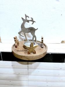 Portavelas de Té de Madera y Metal Plateado Hechos a Mano, los Más Vendidos de Amazon, Forma de Corazón, Níquel Crudo Dorado, Decoración del Hogar - Product Image 4