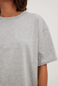 T-shirt femme gris chiné surdimensionné épaule tombante palangre 100% coton Premium coupe ample Streetwear décontracté Logo personnalisé t-shirt - Product Image 4
