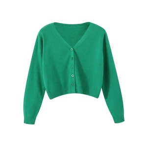 Ladies Casual Spring Fashion Patchwork Cardigan Long Sleeve V-neck Sororities Fraternity Knitted Sweater Wool/Acrylic Decorated - Product Image 4