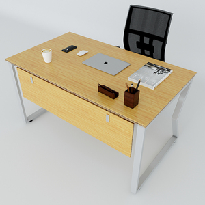 MBamboo 140x80cm Desk Simple Style Solid Wood Computer <b>Table</b> with Assembled Iron Legs and Drawer for Bedroom or Home Office - Product Image 2