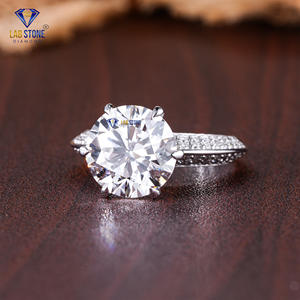 Anillo de oro blanco con diamantes de corte redondo TDW 3,53 de Lab-Stone/Singularidad en todos los quilates/color de la EF-VS - Product Image 2