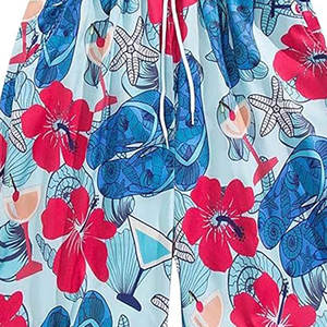 กางเกงขาสั้นผู้ชายเอวยางยืดแบบแห้งเร็วสำหรับใส่ลำลองกางเกงขาสั้นพิมพ์ลายแบบซับลิเมชันขนาดกลางเอวหลวม - Product Image 4