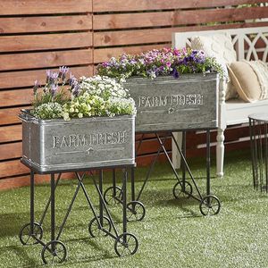 Maceta tradicional redonda duradera gris Metal decoración del hogar - Product Image 1