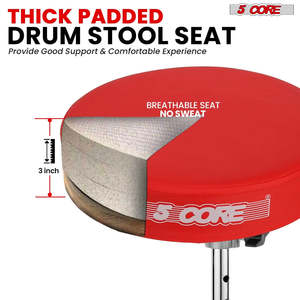 5 Core <b>Drum</b> Throne 3 Thick Padded Guitar Stool 200Lb Capacity Heavy Duty Adjustable Drummer Chair - Product Image 2